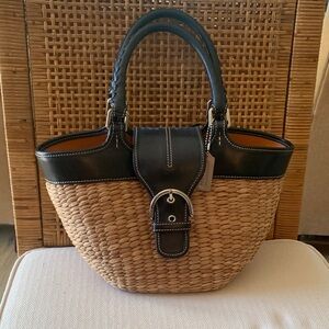 Coach Black and Tan Woven Satchel
